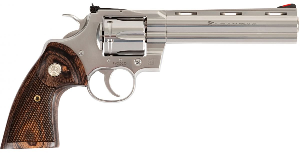 Colt Python .357 Magnum Revolver, 6" Stainless, Walnut Grip, 6 Shot - 6 Rounds
