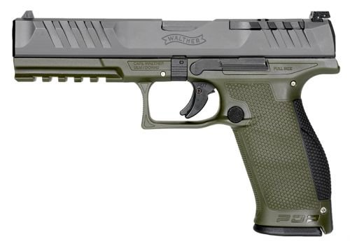 Walther Arms PDP Optic Ready 9mm, 5" Barrel, Green/Black, 18 Rounds - 18 Rounds | 5" Barrel | Black/Green