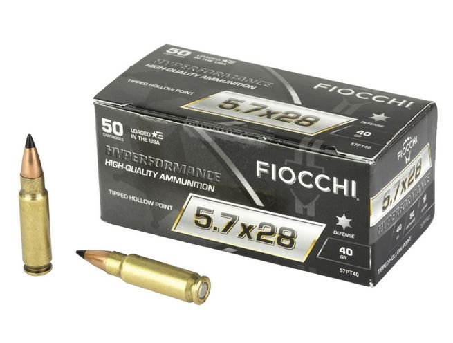 FIOCCHI HYPERFORMANCE AMMO 5.7X28MM 40GR POLY TIP 50RD BOX - Brass Casing