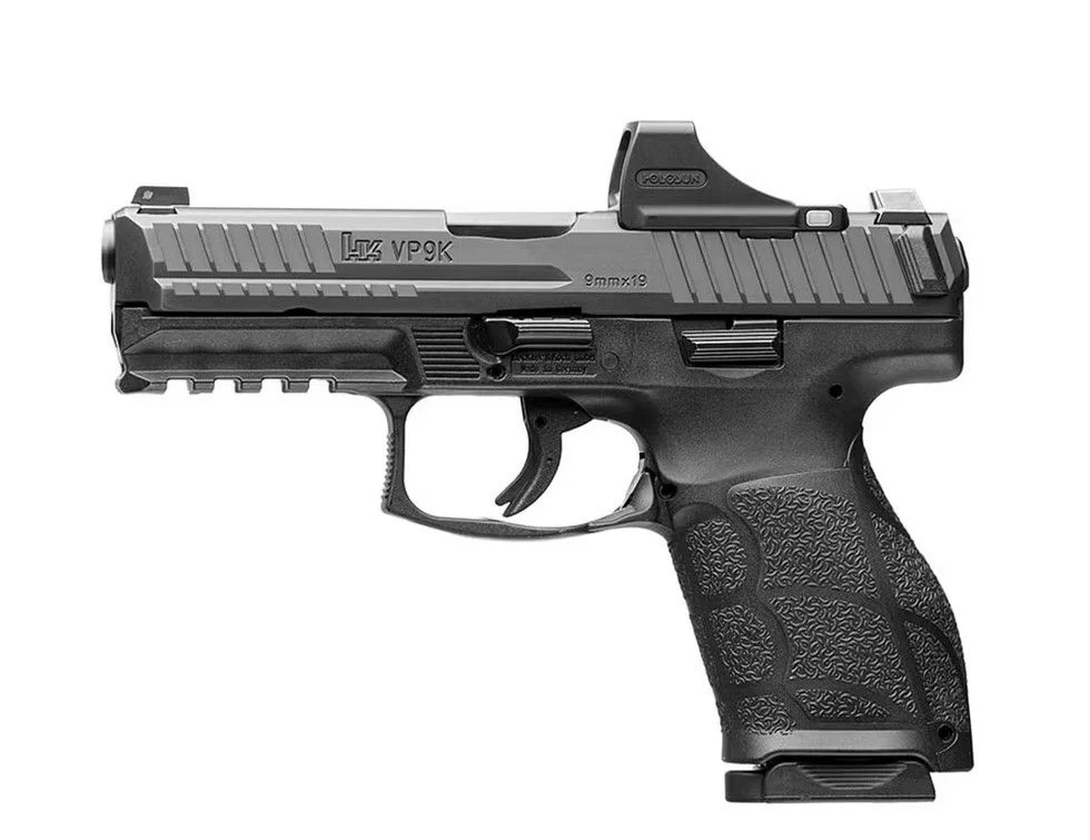 Heckler & Koch VP9A1 K 9mm 4" Black, Holosun SCS Green Dot, 15+1 - 15+1 Rounds | 4" Barrel