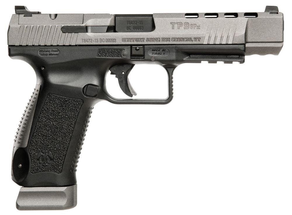 Canik TP9SFx 9mm Optic Ready Pistol, 5.2" Tungsten Gray Cerakote, 20+1 - 20+1 Rounds | 5.2" Barrel | Polymer Grips | Gray | 3-Dot Sights