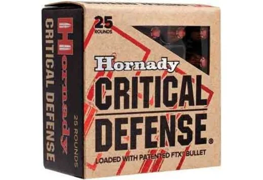 Hornady Critical Defense 38 Spl +P 110gr FTX 25rd box - Nickel Plated Brass Casing