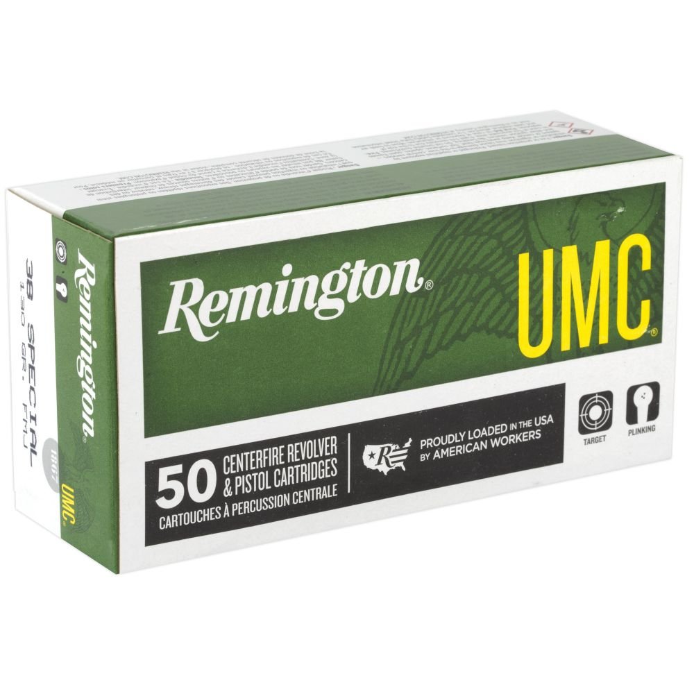 Remington UMC 38 Spl 130gr MC 50rd box - Brass Casing