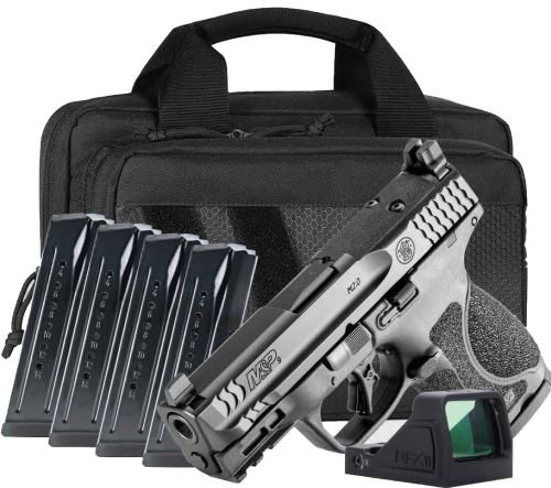 Smith & Wesson M&P 9 M2.0 Compact O.R 3.6" 9mm (5)15rd Pistol Bundle w/ Savior Bag, Black - 15+1 Rounds | Black