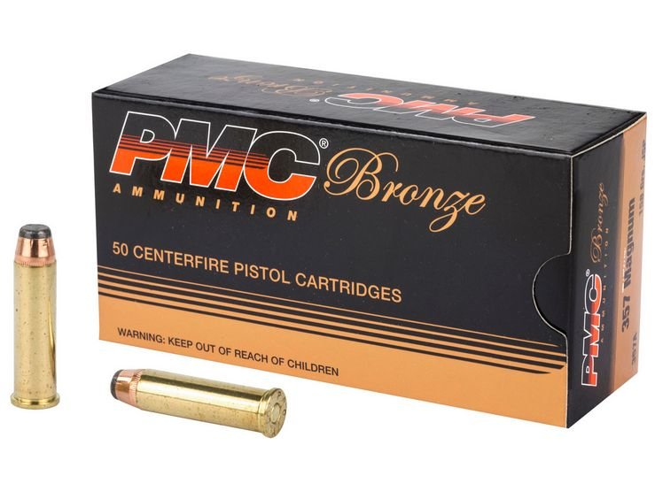 PMC Bronze 357 Magnum 158gr Jacketed Soft Point 50rd box - Brass Casing