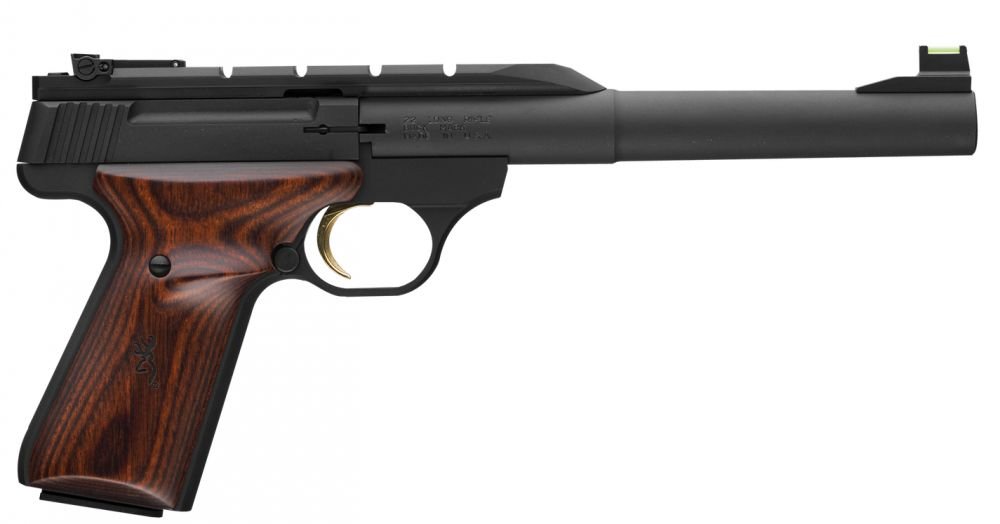 Browning Buckmark Hunter .22 LR Pistol, 7.25" Tapered Barrel, Optic Ready, 10+1 - 10+1 Rounds | Wood Grips | Blue/Black