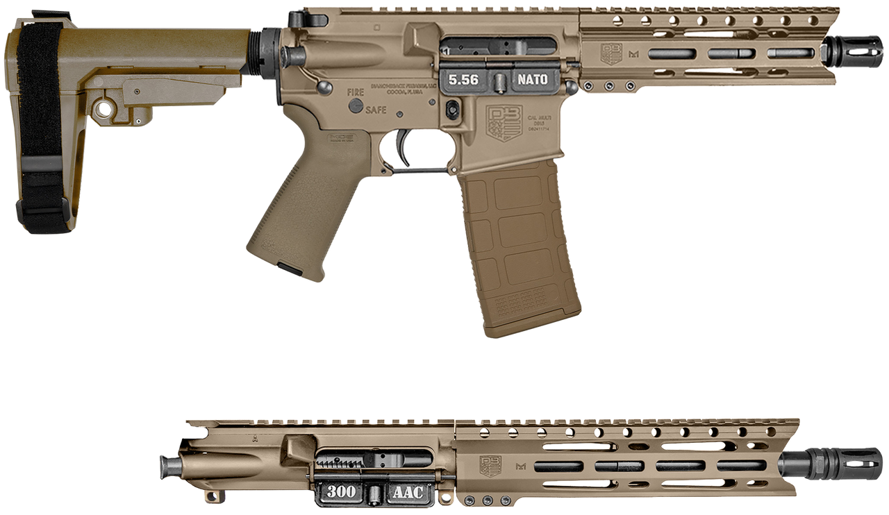 Diamondback Carbon DB15 5.56 NATO Semi Auto Pistol - 30+1 Rounds | 7" Barrel | Polymer Grips | FDE/Tan 2