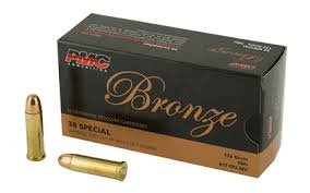 PMC Bronze 38Spl 132 Grain Full Metal Jacket 50rd box - Brass Casing